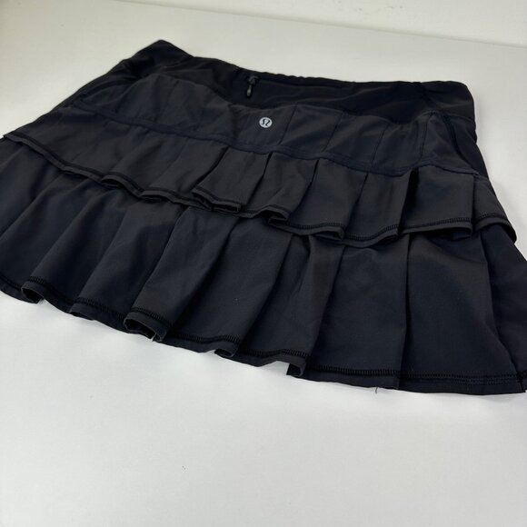 Lululemon Run Pace Setter Skirt Black Pickleball Tennis With Built-In Shorts 8 - Picture 3 of 9